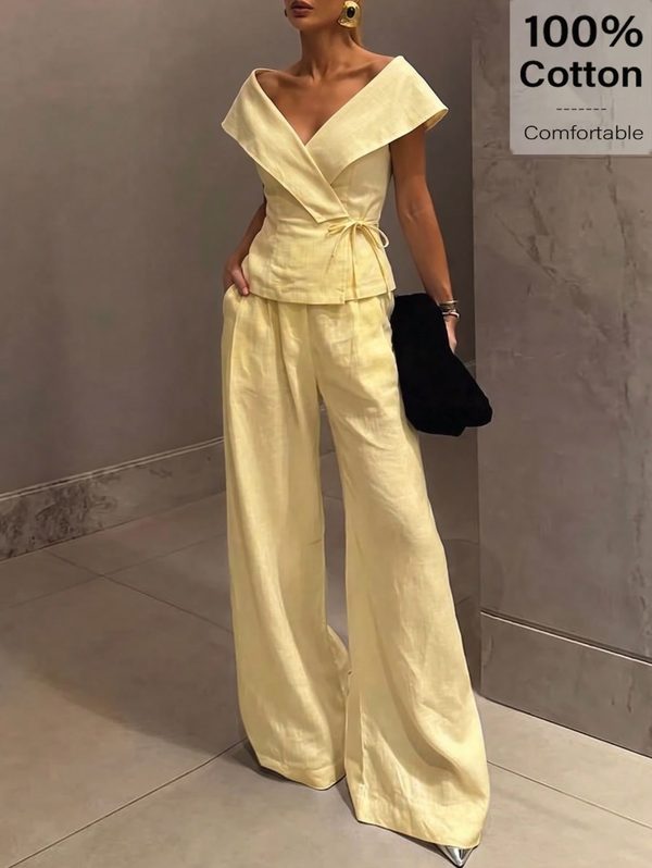 Photo du fournisseur : ensemble haut et pantalon jaune
